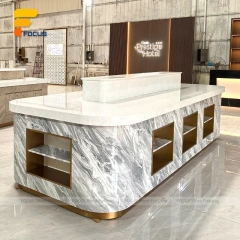 Custom White Wood Island Display Stand