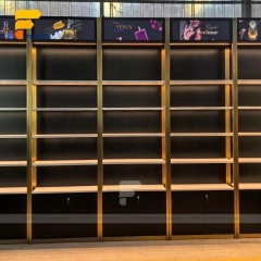 Custom Wood Shelving Display Rack with Ambient Lighting