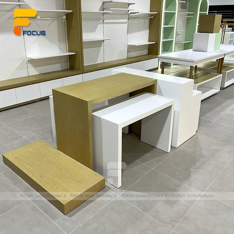 Custom Wood Tabletop Merchandising Display Stand Set