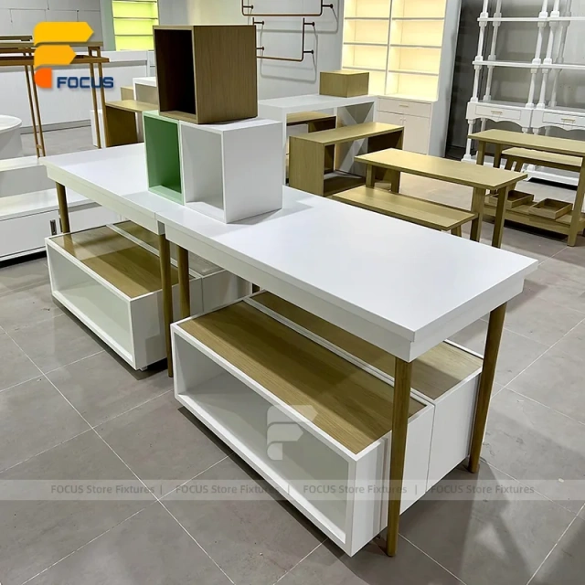 Custom Wood Tabletop Merchandising Display Stand Set