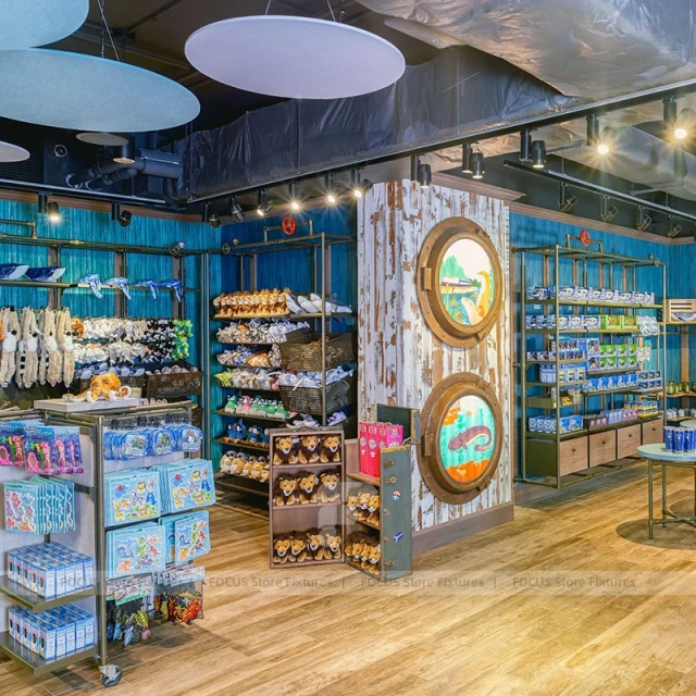 Blue Gift Shop Shelving Cabinet Display