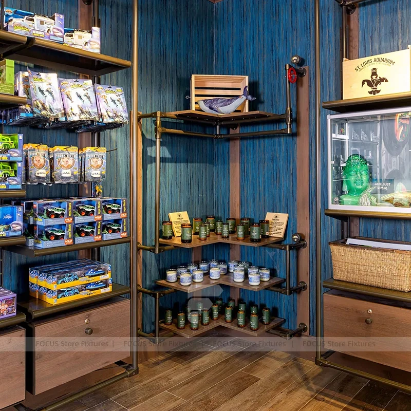 Blue Gift Shop Shelving Cabinet Display