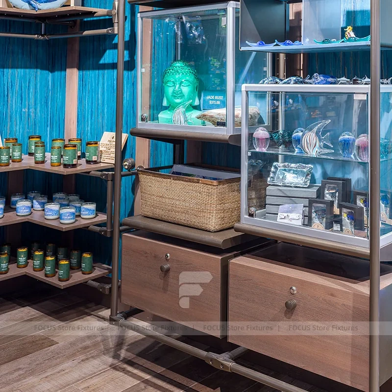 Blue Gift Shop Shelving Cabinet Display