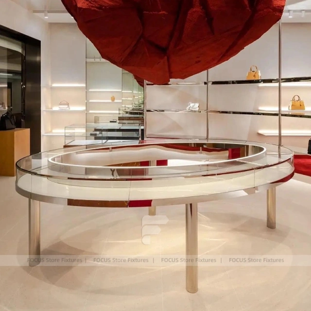 Contemporary Beige Jewelry Showcase Counter Set