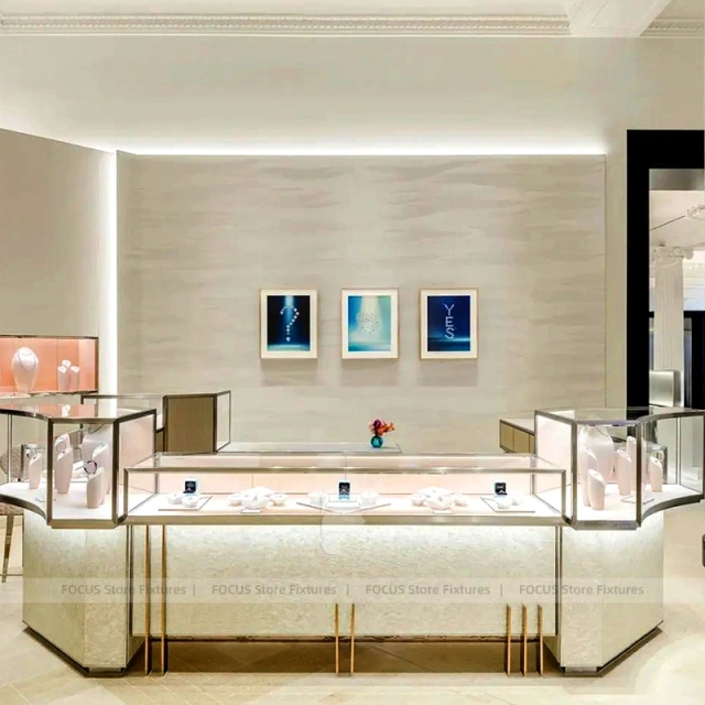 Contemporary Black Jewelry Showcase Counter Set