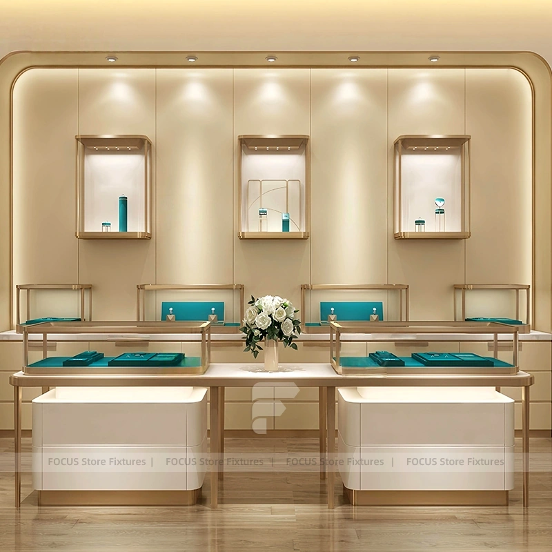 Contemporary Champagne Gold Jewelry Display Table