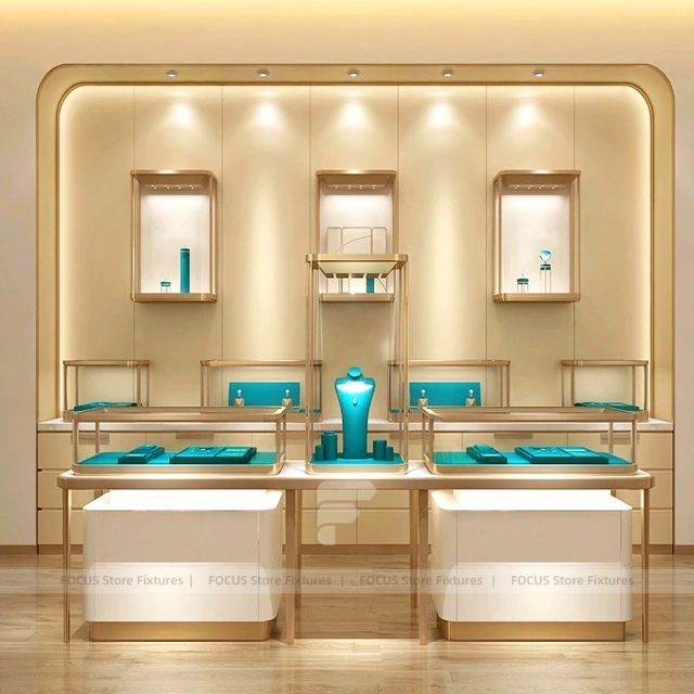 Contemporary Champagne Gold Jewelry Display Table