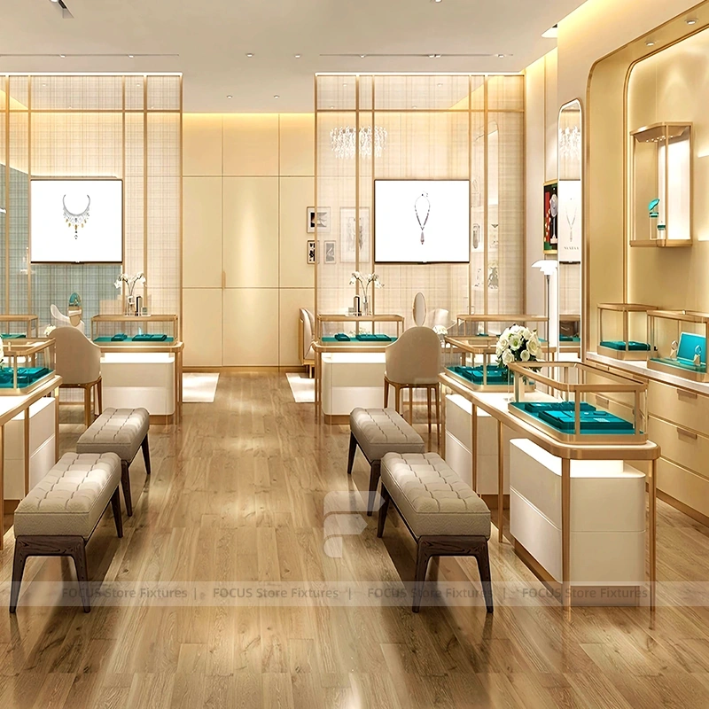 Contemporary Champagne Gold Jewelry Display Table