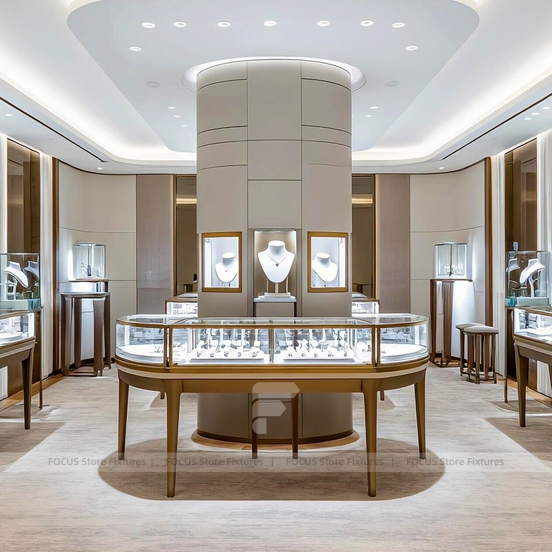 Contemporary Champagne Gold Jewelry Feature Wall Display