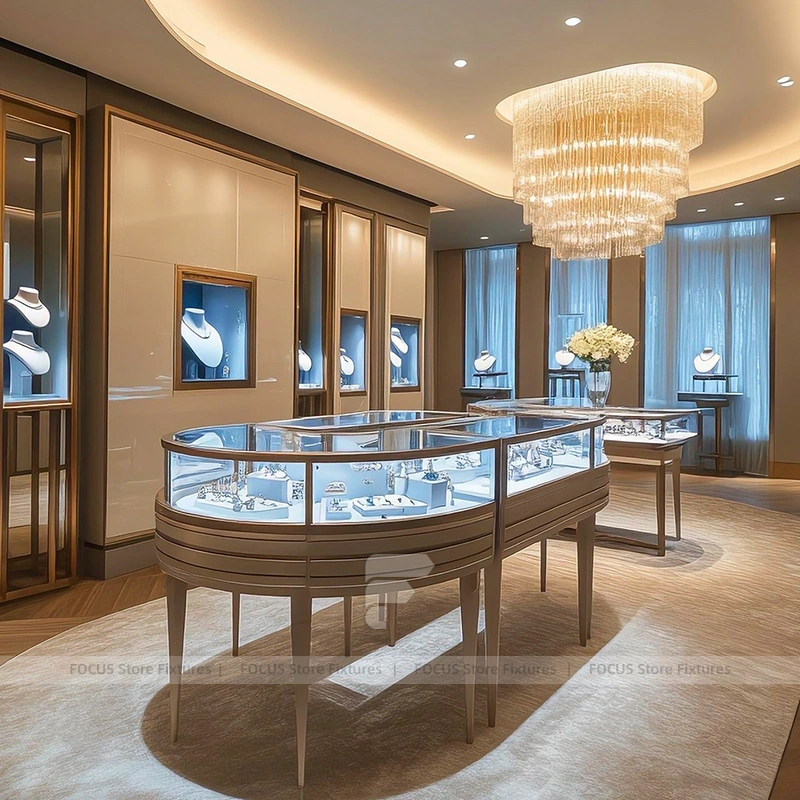 Contemporary Champagne Gold Jewelry Feature Wall Display