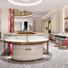 Contemporary Champagne Gold Jewelry Showcase Counter Set