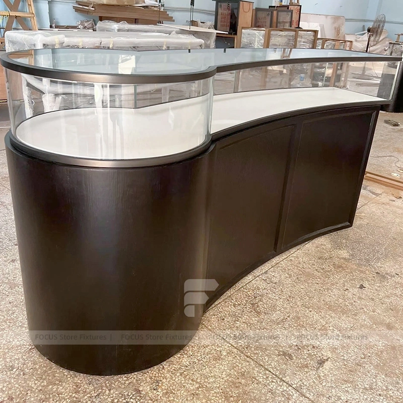 Contemporary Cream Jewelry Showcase Counter Set