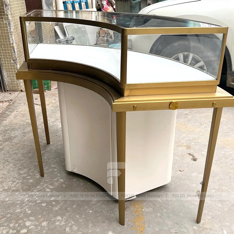 Contemporary Cream Jewelry Showcase Counter Set