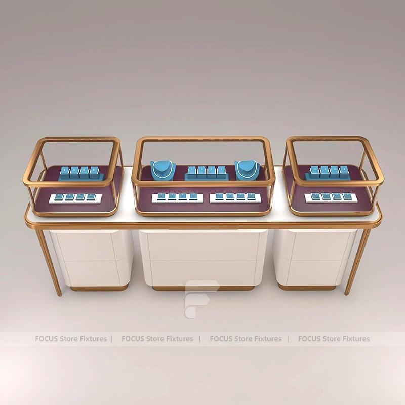 Contemporary Fluted Wood Jewelry Display Table