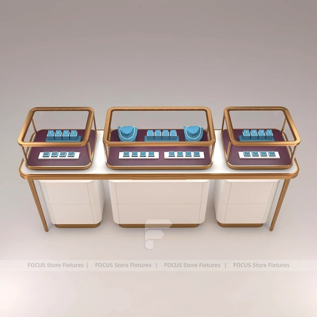 Contemporary Fluted Wood Jewelry Display Table