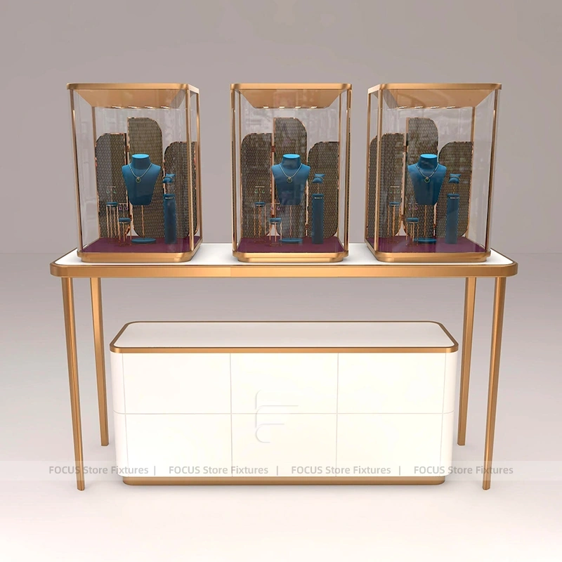 Contemporary Fluted Wood Jewelry Display Table