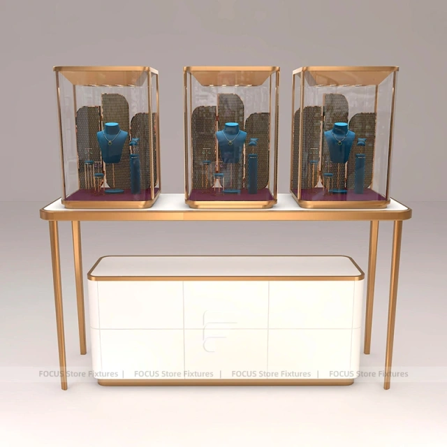 Contemporary Fluted Wood Jewelry Display Table