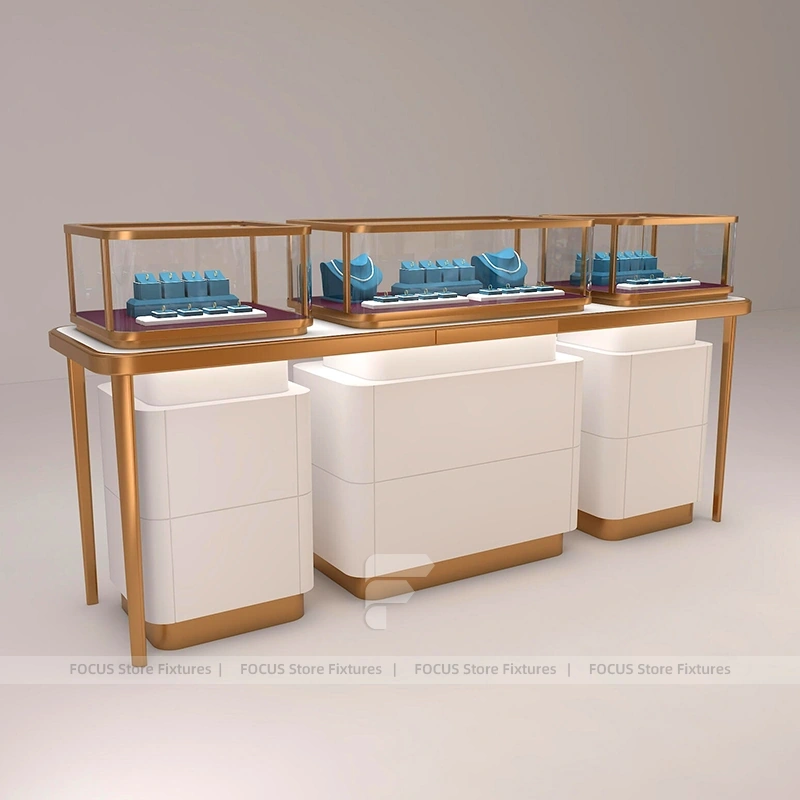 Contemporary Fluted Wood Jewelry Display Table