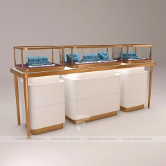 Contemporary Fluted Wood Jewelry Display Table