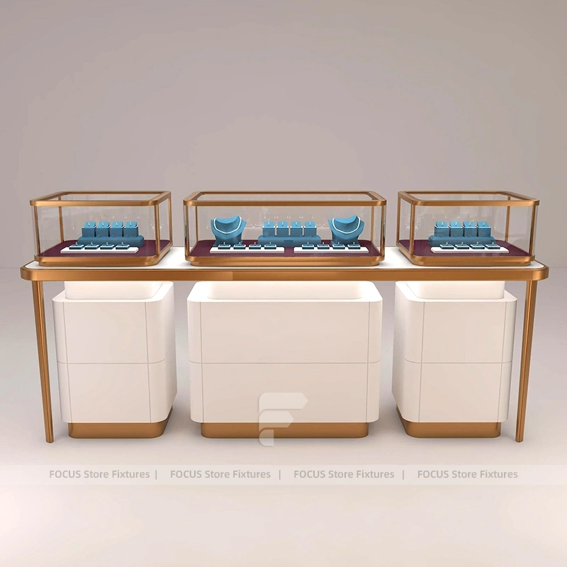 Contemporary Fluted Wood Jewelry Display Table