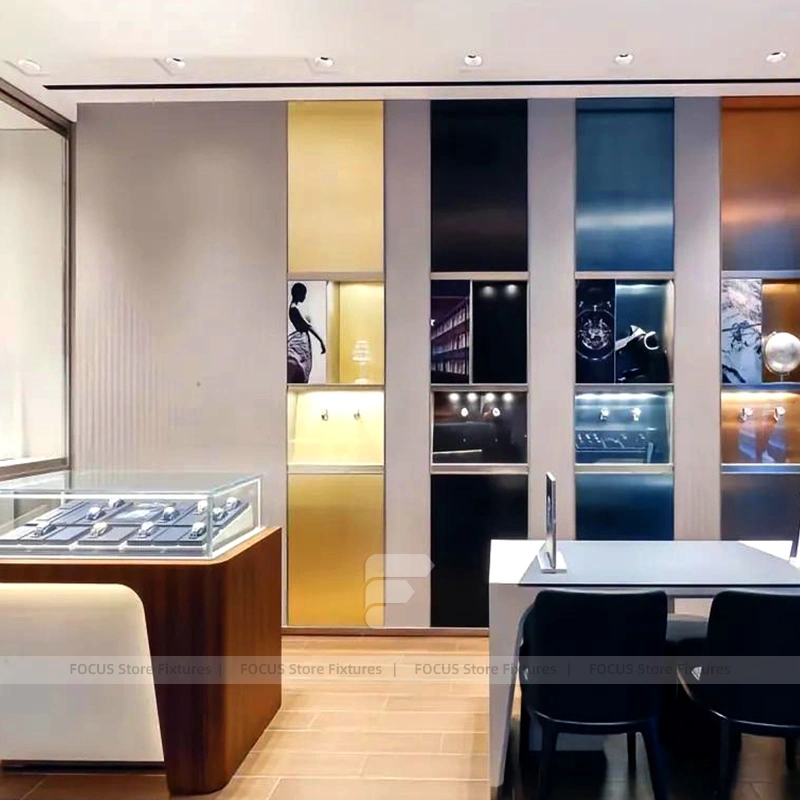 Contemporary Marble Accent Jewelry Showcase Counter Set