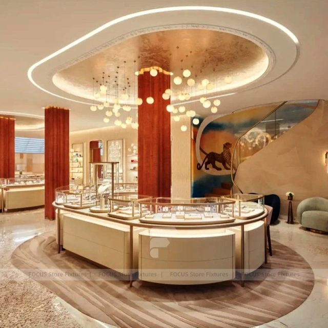 Contemporary Walnut Jewelry Showcase Counter Set