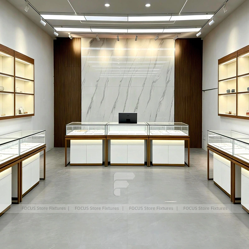 Contemporary White Jewelry Feature Wall Display