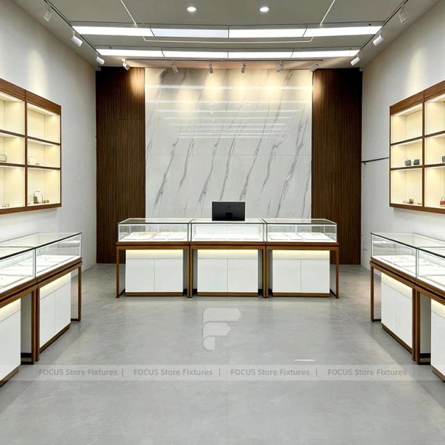 Contemporary White Jewelry Feature Wall Display
