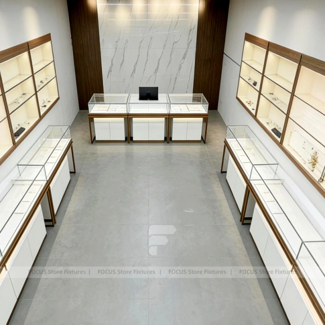 Contemporary White Jewelry Feature Wall Display