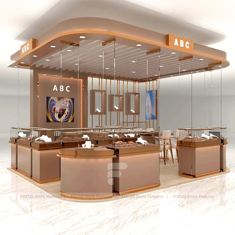 Contemporary White Jewelry Showcase Counter Set