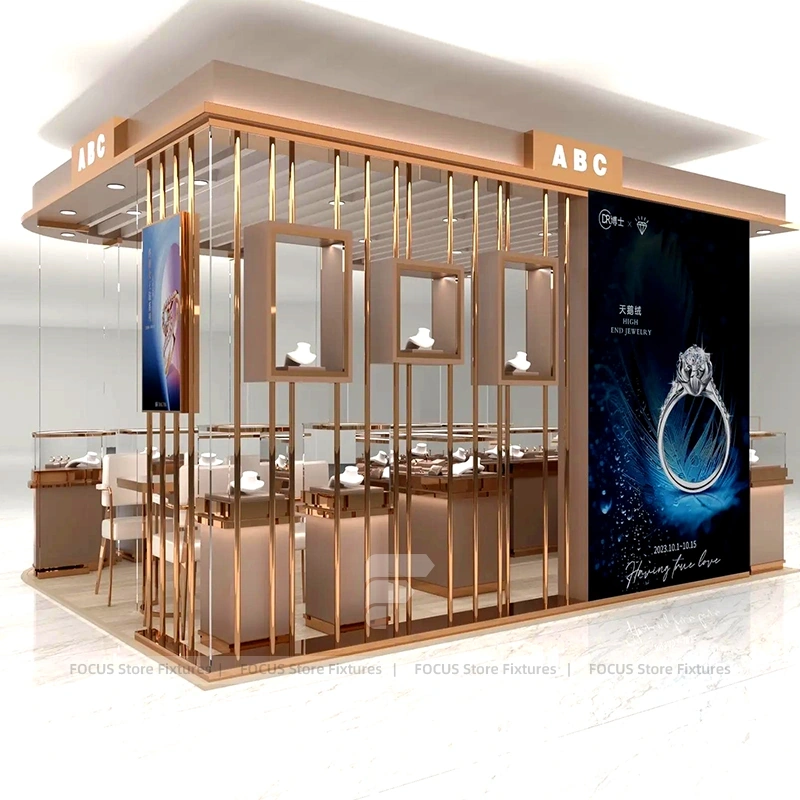 Contemporary White Jewelry Showcase Counter Set