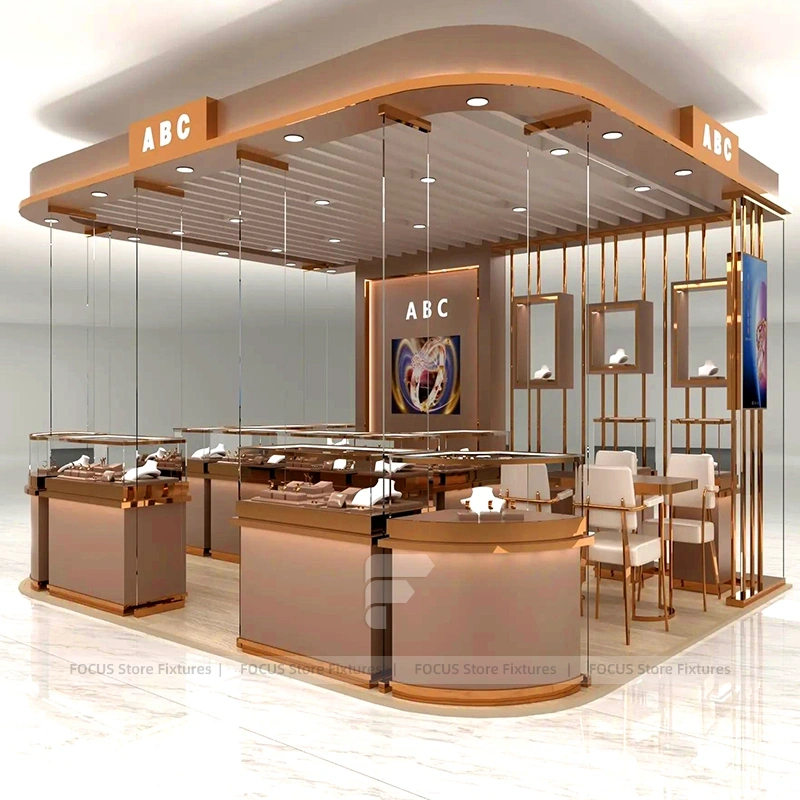 Contemporary White Jewelry Showcase Counter Set