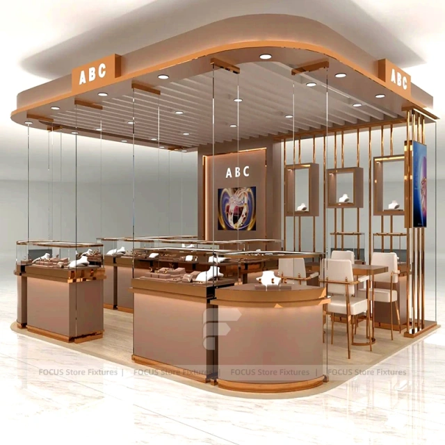 Contemporary White Jewelry Showcase Counter Set