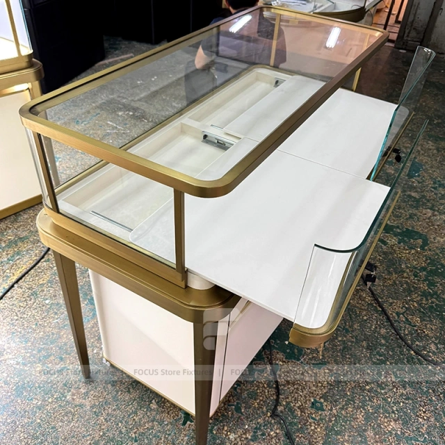 Custom Beige Jewelry Display Cabinet Set