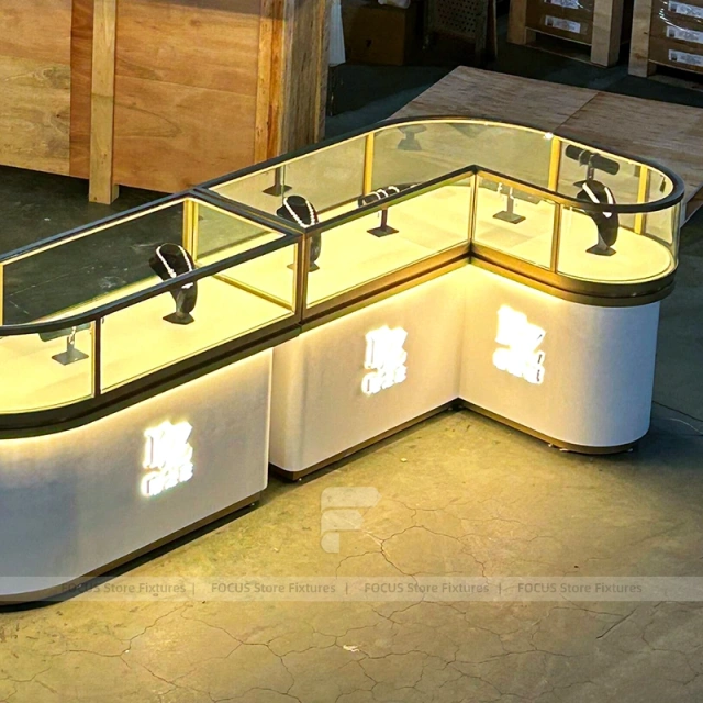 Custom Beige Jewelry Display Cabinet Set