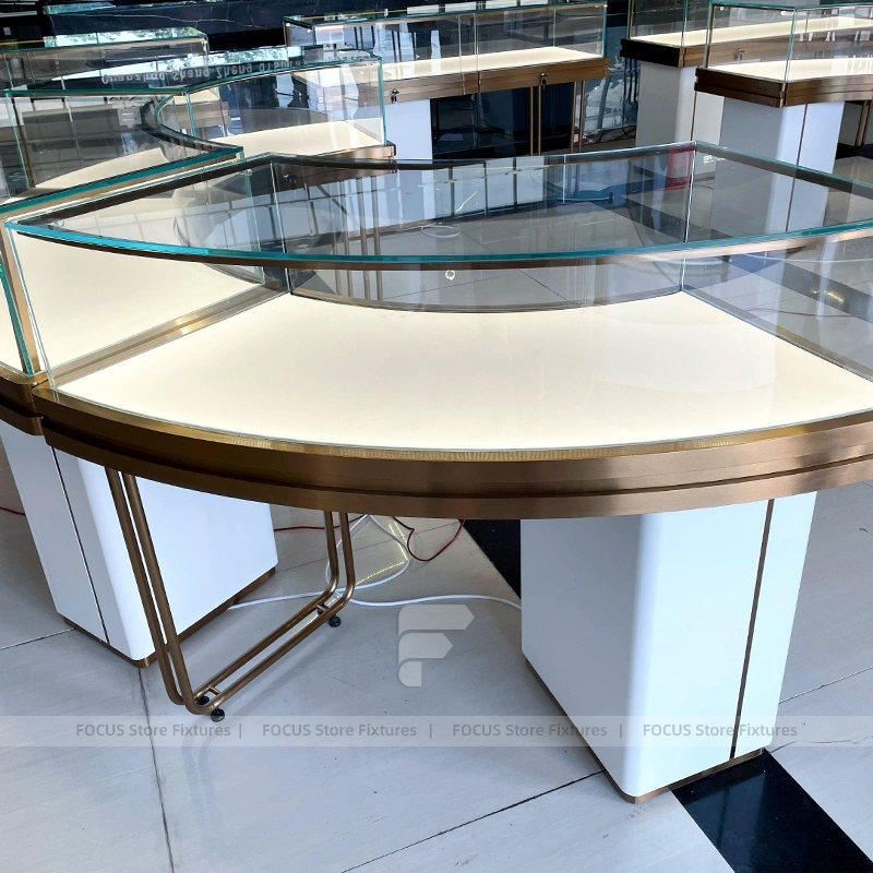 Custom Beige Jewelry Display Cabinet Set