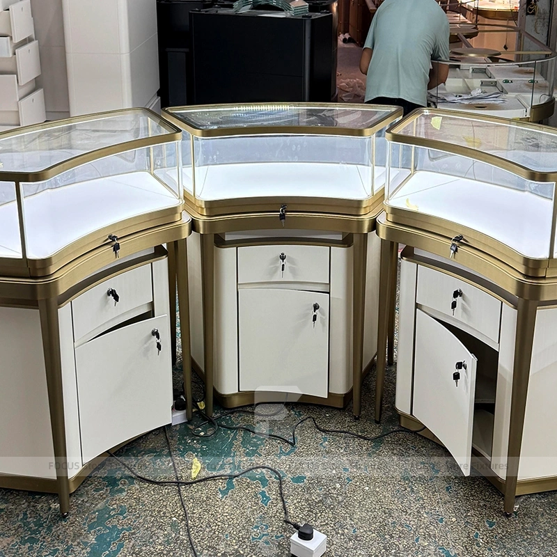 Custom Beige Jewelry Display Cabinet Set