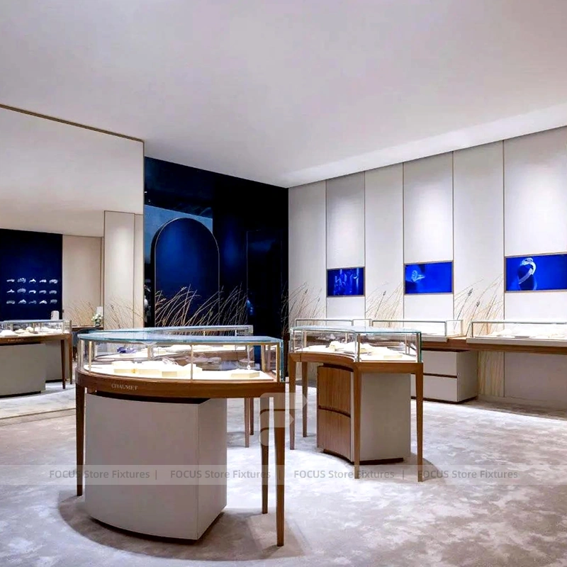 Custom Beige Jewelry Display Reception Desk