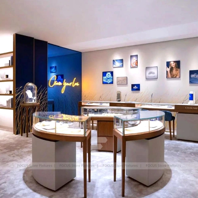 Custom Beige Jewelry Display Reception Desk