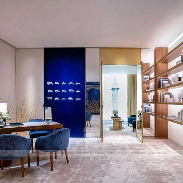 Custom Beige Jewelry Display Reception Desk