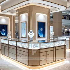 Custom Beige Jewelry Display Showcase Set