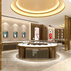 Custom Champagne Gold Jewelry Display Cabinet Set