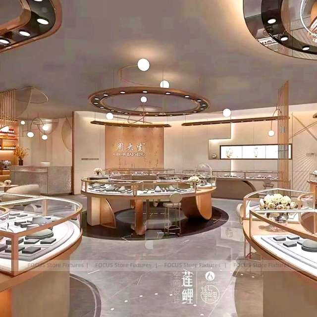 Custom Champagne Gold Jewelry Reception Desk