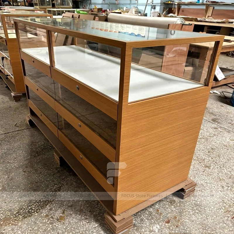 Custom Champagne Gold Jewelry Showcase Counter Set