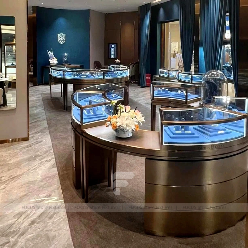 Custom Cream Jewelry Display Cabinet Set