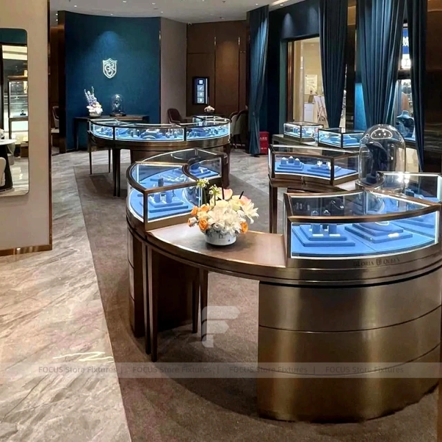 Custom Cream Jewelry Display Cabinet Set