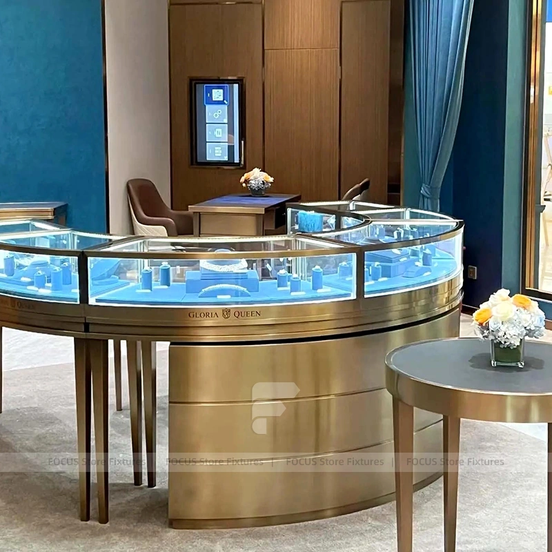 Custom Cream Jewelry Display Cabinet Set