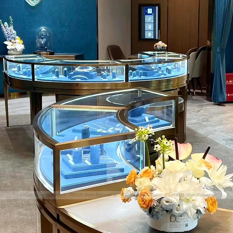 Custom Cream Jewelry Display Cabinet Set