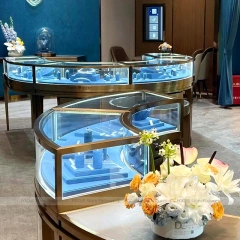 Custom Cream Jewelry Display Cabinet Set
