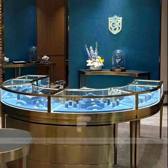 Custom Cream Jewelry Display Cabinet Set